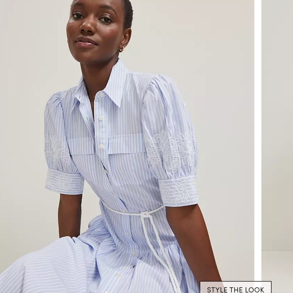 Ann Taylor Blue Striped Dress with Belt